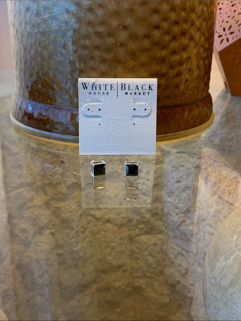 White House Black Market Black Square Onyx Stud Earrings